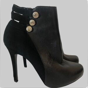 Guess women’s leather button heel booties